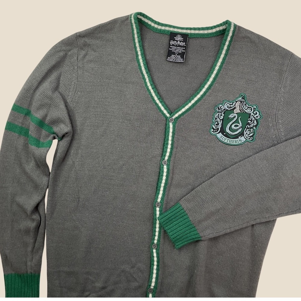 Harry Potter Wizarding World Slytherin Cardigan Sweater Button Up Unisex Sz M